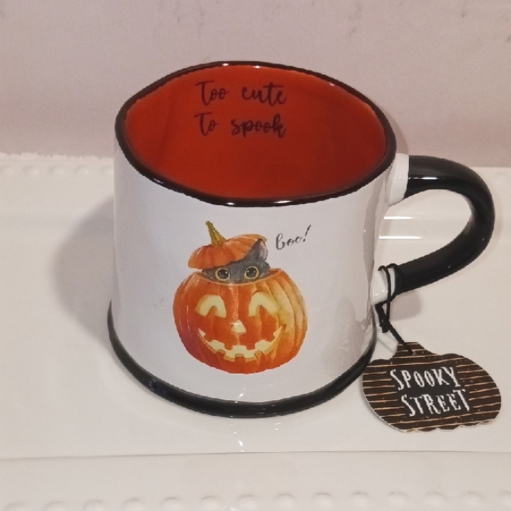 Pumpkin Mug - Black, Orange, and White